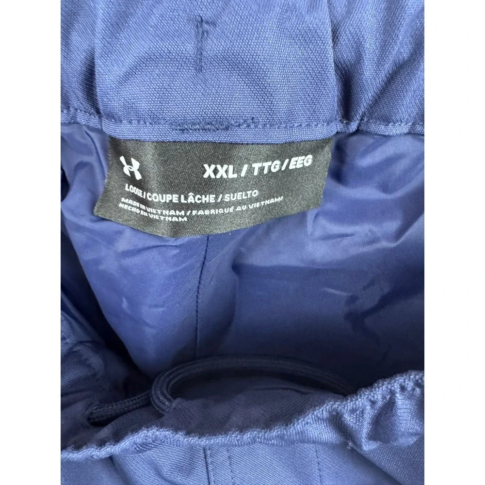 Under Armour Mens XXL Navy Blue Loose Fit Storm Track Pants Ankle Zip Athletic